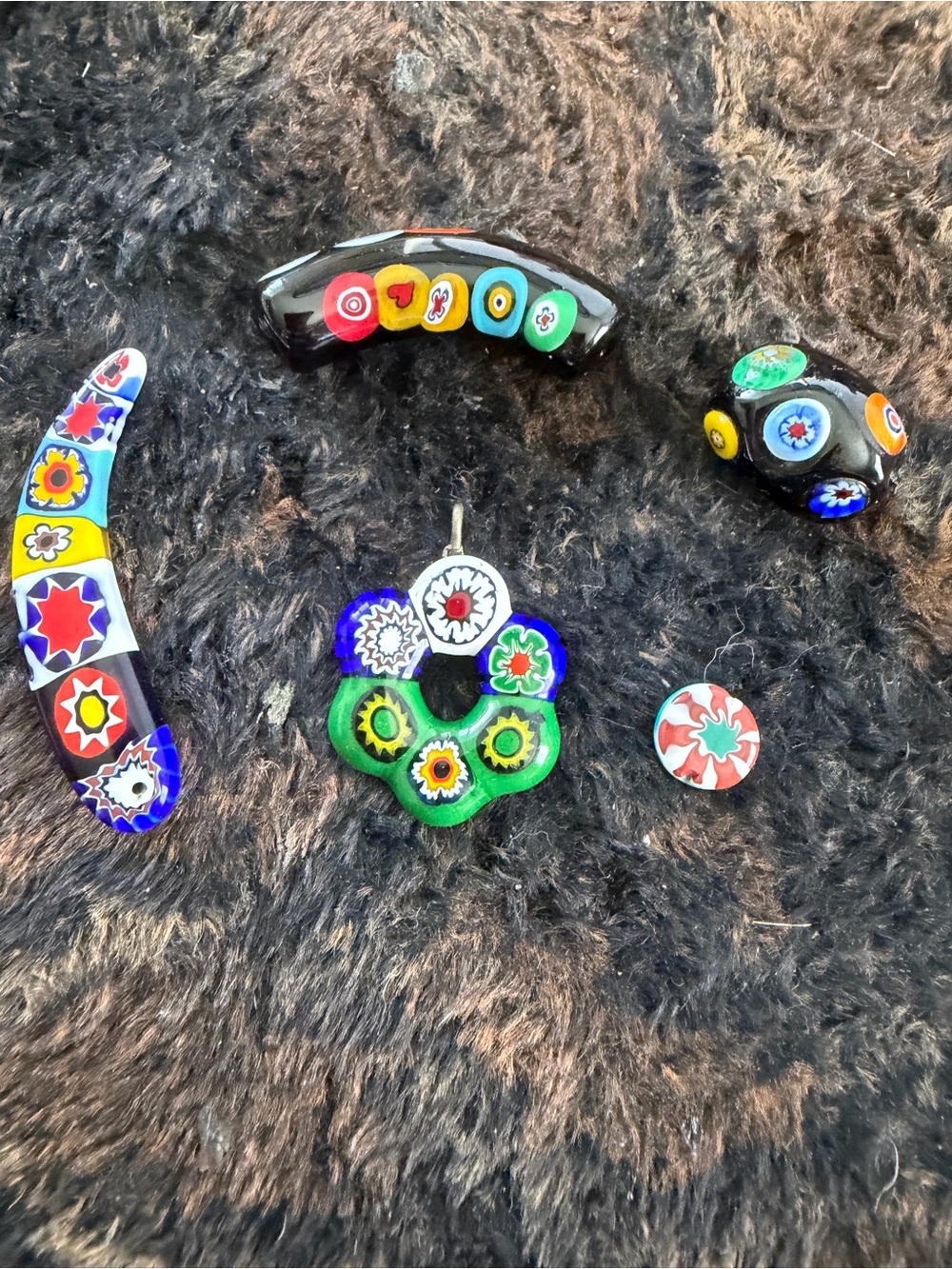 Colorful Millefiori Flower Bead Set - Multicolor